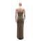 Strapless high slit dress sexy evening gown slim fit long skirt for women