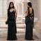 Fashionable Women's Sexy Netting Halter V-Neck Bead Dress