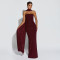 Fashionable women's sexy strapless flash bag hip slit dress