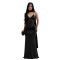 Fashionable Women's Sexy Netting Halter V-Neck Bead Dress