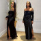 New style, sexy strapless long dress with slit design, women's bubble bead style