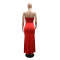 Bralette high slit sequin dress with bead patches double-layered lining maxi dress for women