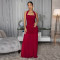 New sleeveless strap slit solid color hot stamping dress party dress style