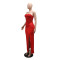 Bralette high slit sequin dress with bead patches double-layered lining maxi dress for women