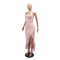 Floral lace split sexy halter dress long skirt women's dress