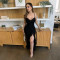 Floral lace split sexy halter dress long skirt women's dress