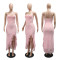 Floral lace split sexy halter dress long skirt women's dress