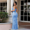 Fashionable women's sexy mesh strapless standing flower dress dress
