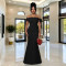 Fashionable women's elegant one shoulder, exposed shoulder, hip hugging dress