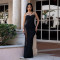 Fashionable women's dress with elegant temperament and diamond hot stamping suspender dress