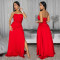New Fashion Women's Sexy Solid Color Off-Shoulder High Split Dress