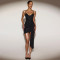 Fashionable women's sexy suspender bead exposed backpack hip dress