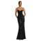 Fashionable Women's Evening Gown with Backless and Strapless Design for Glamorous Parties