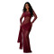 Fashionable women's sexy round neck lace slim fit long sleeved dress