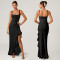 Fashionable women's elegant and sexy slit skirt dress
