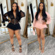 Fashionable women's sexy V-neck see through mesh short skirt dress