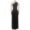 Fashionable women's dress with a cinched waist, exposed back, slim fit, and sloping shoulders