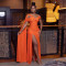 Fashionable women's clothing temperament sexy high slit shawl dress new