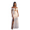 Fashionable women's sexy one shoulder high slit strapless dress