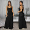 Elegant and sophisticated pure-color figure-hugging split dress for women's fashion
