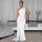 Fashionable women's temperament, solid color, elegant diagonal shoulder, hip hugging dress