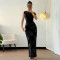Fashionable women's dress with elegant temperament, mesh diagonal shoulder bag hip dress