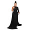 Fashionable women's sexy mesh transparent round neck hip hugging dress