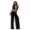 Fashionable women's sexy lace up backless solid color hip hugging jumpsuit