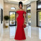 Fashionable women's elegant one shoulder, exposed shoulder, hip hugging dress