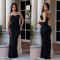 Fashionable women's dress with elegant temperament and diamond hot stamping suspender dress