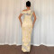 Fashionable women's dress with elegant temperament, mesh diagonal shoulder bag hip dress