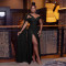 Fashionable women's clothing temperament sexy high slit shawl dress new