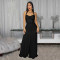 Elegant and sophisticated pure-color figure-hugging split dress for women's fashion