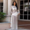 Fashionable women's sexy round neck lace slim fit long sleeved dress
