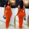 Fashionable women's sexy strapless solid color hip hugging pleated dress