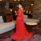 Fashionable women's sexy mesh transparent round neck hip hugging dress