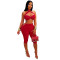 Fashionable women's sexy solid color lace up slim fit hip package set