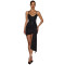 Fashionable women's sexy suspender bead exposed backpack hip dress