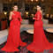 Fashionable women's sexy mesh transparent round neck hip hugging dress