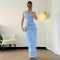 Fashionable women's dress with elegant temperament, mesh diagonal shoulder bag hip dress