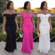 Fashionable women's sexy solid color mesh strapless and hip hugging dress