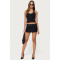 Fashion Pit Strip Machine Eye Straps Double Layer Skirt Set Two Piece Set