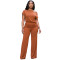 Fashion off shoulder asymmetrical pleated wide leg pants set, two-piece set