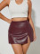 PU leather half body skirt pants, European and American sexy front slit hip hugging short skirt pants, women's spot high waist