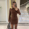2026 New Micro Pull Long Sleeve Short Dress Folding Button Half Skirt Two Piece Set