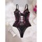 Wind inspired lingerie with flower embroidery mesh jumpsuit, hollowed out and translucent sexy tight fitting garment
