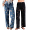 Spring and summer new European heavy industry embroidery nail bead hollow fashion personality elastic straight leg wide leg pants