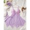 Pure Desire Wind Light Purple Strap Sleeping Skirt Mesh Perspective Lace Lace Sexy Home Clothes Sexy Underwear Two Piece Set