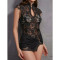 Wind lace cheongsam nightgown stand collar perspective slim fit women's pajamas exclusively for women's underwear