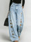 Spring and summer new metal opposite sex corns women's clothing solid color horse run loose jeans in stock